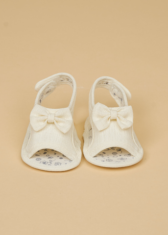 Cream Cotton Bow Sandals for Girls 231226 Sinderella