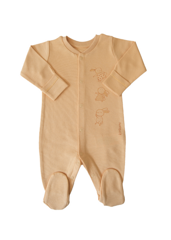 Organic Cotton Overalls for Boys, Beige with Rabbits S71149 Kitikate