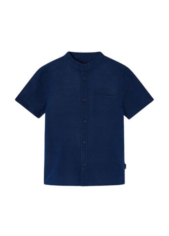 Navy Blue Linen and Cotton Short Sleeve Shirt with Chimoni Collar 3113 Mayoral