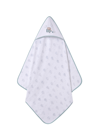 White Towel with Hood, Elephant and Balloon Print 9460 Mayoral