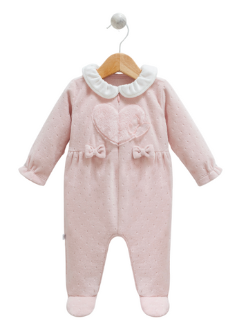 Long pink velor jumpsuit with heart and zipper TK1114 Mell Sweet Baby