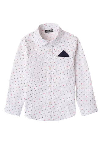 White Shirt with Long Sleeves for Boys, with Multicolored Squares Print 7131 Sarabanda