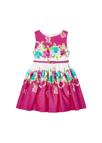 Fuchsia Dress with Flower Print and Waist Belt 3921 Mayoral