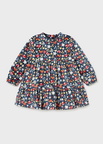 Girls Long Sleeve Navy Floral Print Dress 2985 Mayoral