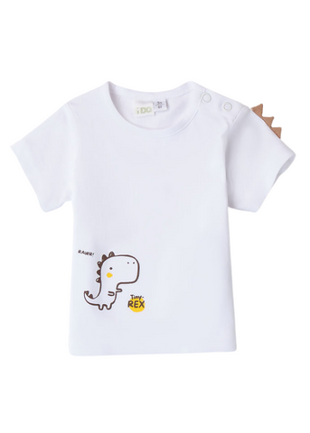 White Dinosaur Print Short Sleeve T-Shirt for Boys 8615 iDO