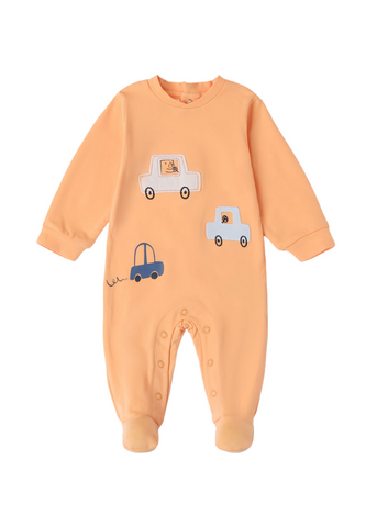 Orange Long Jumpsuit with Cars Print 8061 iDO