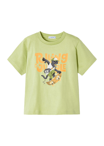 Green T-Shirt with Short Sleeves and Panther Print Better Cotton 3008 Mayoral
