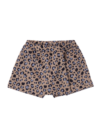 Pantaloni Scurti pentru Fetite, Bej cu Imprimeu Albastru Leopard 7735 Minibanda