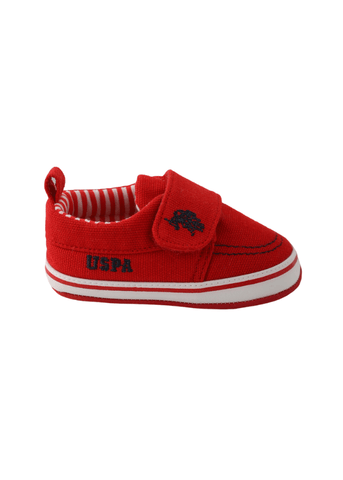 Red Sports Shoes with Velcro Closure and Logo 1810 V1 Us Polo Assn