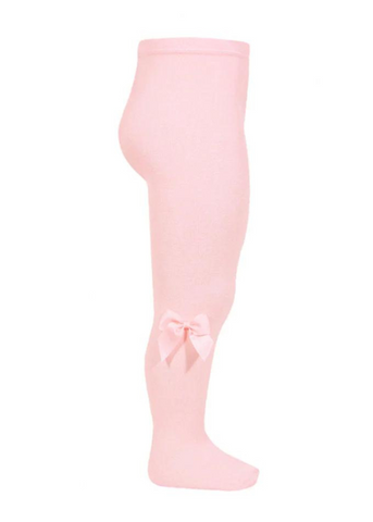 Girls Pink Cotton Tights with Bow