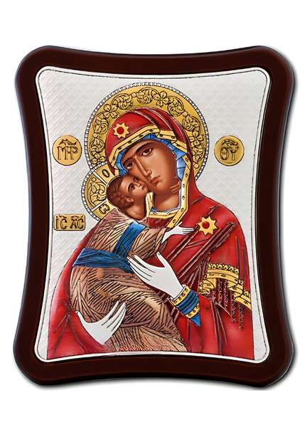 Icon Silver 925 brown wood Mother of God – Vladimir PC25-007