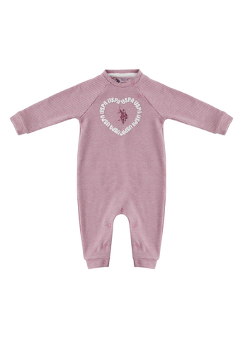 Powder Pink Long Jumpsuit with Heart for Girls 1710 Us Polo Assn