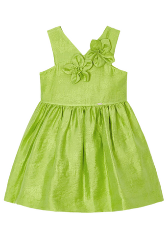 Green Linen Dress with Viscose with Flowers in Relief 3916 Mayoral