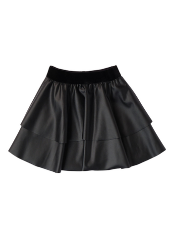 Black Skirt for Girls, Imitation Leather and Velvet Waist 7663 iDO