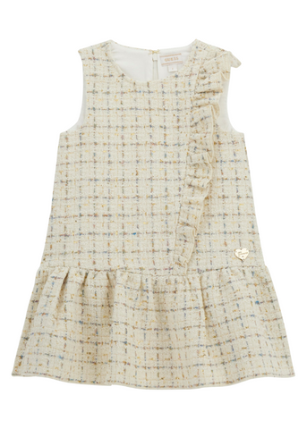 Cream Tweed Dress with Gold K4BK10 WGSP0 F24N Guess