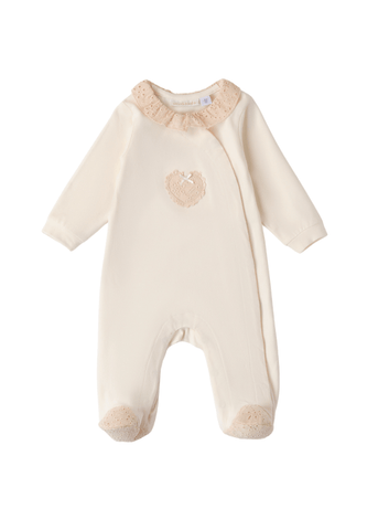 Long Beige Jumpsuit with Sparta Collar and Embroidery for Girls 8725 Minibanda