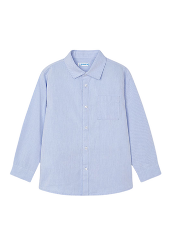 Basic blue cotton shirt with long sleeves 146 Mayoral