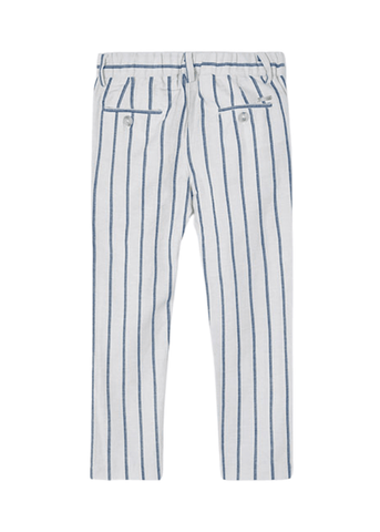 Beige Long Pants with Blue Striped Cotton Linen for Boys 3541 Mayoral