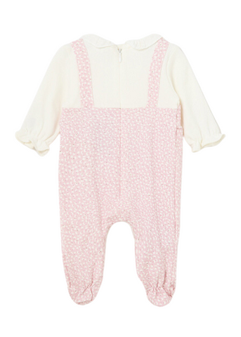 Long white jumpsuit with pink and bow for girls 2660 Mayoral