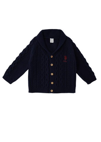 Cardigan Tricotat pentru Fetite, Bleumarin cu Nasturi 1801 Us Polo Assn