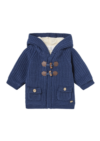 Knitted Cardigan for Boys, Navy Blue with Hood and Fur Lining 2302 Mayoral