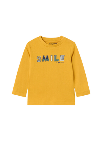 Blouse for Boys, Yellow with Long Sleeve and Inscription Smile 108 Mayoral