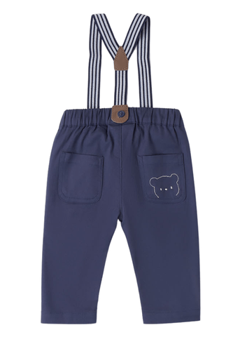 Pantaloni Lungi Albastri cu Bretele pentru Baietei 8672 Minibanda