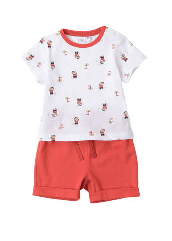 Set of 2 White and Red T-shirt and Shorts 8604 iDO