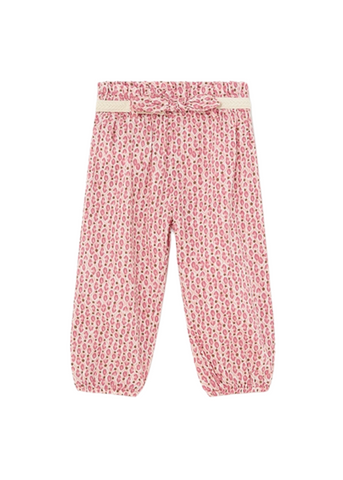 Wide Cream Pants with Salmon Print and Waist Belt for Girls 1544 Mayoral