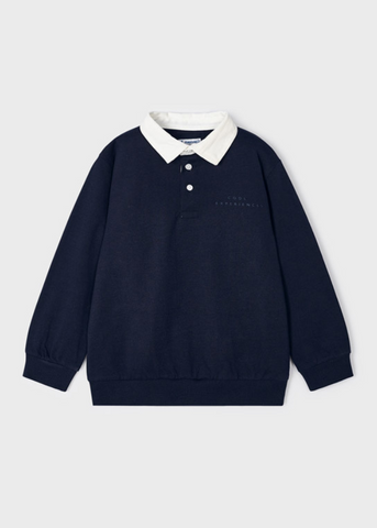 Navy Blue Blouse with White Polo Collar for Boys 4101 Mayoral