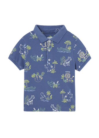 Navy Polo Shirt with Animal Print Jungle Better Cotton 1107 Mayoral