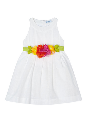 White Dress with Lace of Colored Flowers 3959 Mayoral