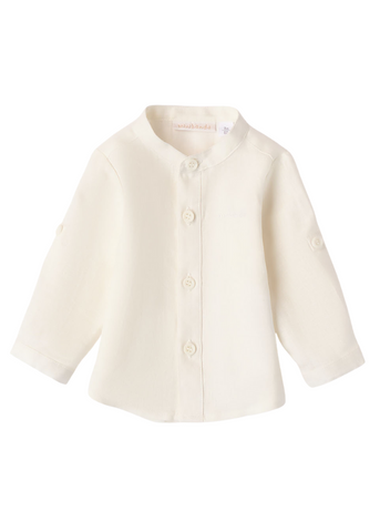 Shirt made of cream with long sleeves and Cossack collar 8644 Mini band
