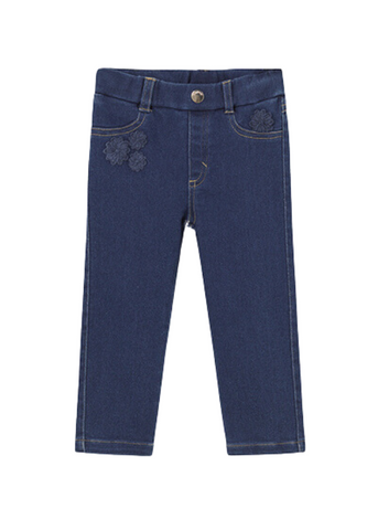 Skinny Fit Jeans for Girls, Navy Blue with Flower Embroidery 2525 Mayoral