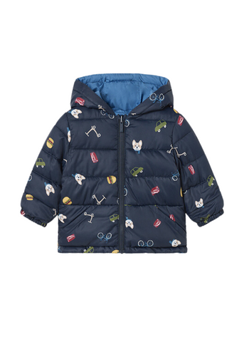 Reversible Fass Jacket for Boys, Navy Blue with Car Print and Blue 2441 Mayoral