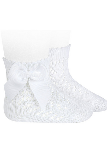 Short White Perforated Socks with Rips Bow 2519/4 col 200 Condor