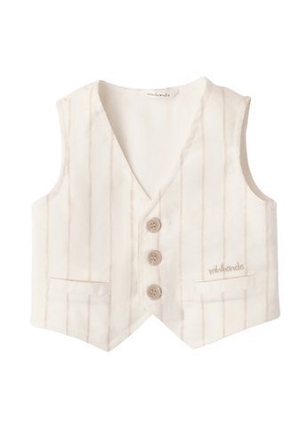 Cream Elegant Vest with Beige Stripes 8697 Sarabanda