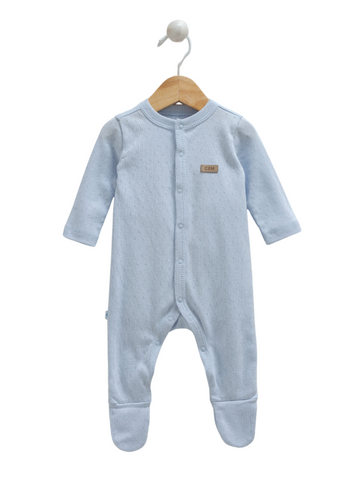 Salopeta Lunga Bleu din Bumbac Perforat cu Capse 9852 Mell Sweet Baby