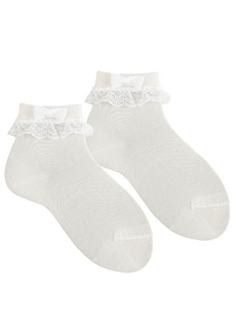 Ivory Short Ceremony Socks with Lace 2440/3 col 202 Condor