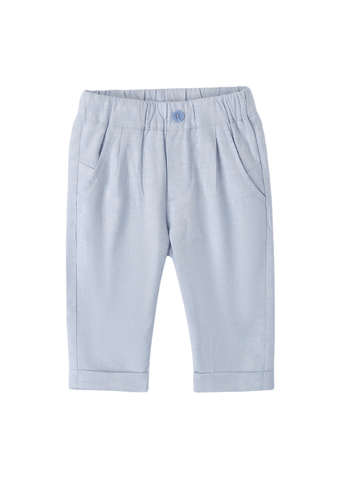 Long Blue Linen Pants with Viscose 8666 Miniband