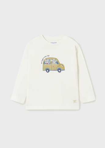 Long Sleeve Cream Blouse with Car Print for Boys 2023 Mayoral
