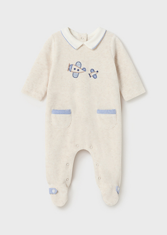 Long Beige Velor Jumpsuit with Airplane for Boys 2748 Mayoral