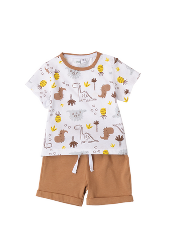 Set of 2 White and Brown T-shirt and Shorts 8604 iDO