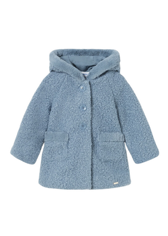 Coat for Girls, Blue in Loop Fabric with Hood 2416 Mayoral