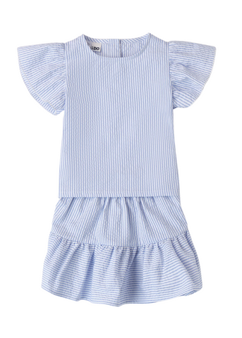 Set of 2 Pieces, T-shirt and Skirt with Blue Stripes 8720 iDO