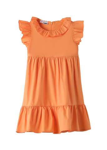 Sleeveless Orange Dress with Ruffles 8321 iDO