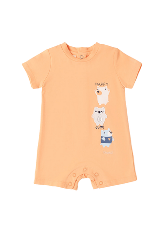 Orange Short Jumpsuit with Bear Print 8075 iDO