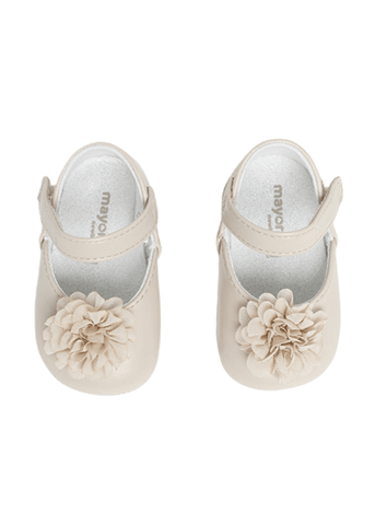 Cream Ballet Flats with Buckle and Flower 9740 Mayoral