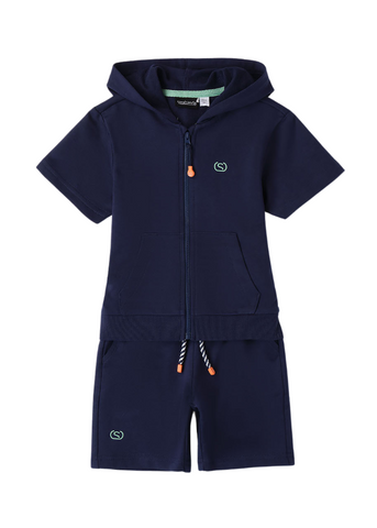 Navy Blue 2 Piece Tracksuit, Short Sleeve Hoodie and Sports Shorts 8110 Sarabanda