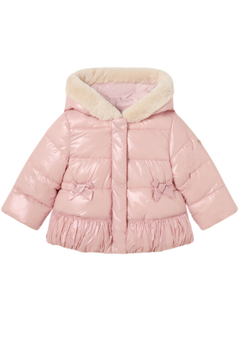 Fass Jacket for Girls, Pink with Beige Fur at Hood 2420 Mayoral